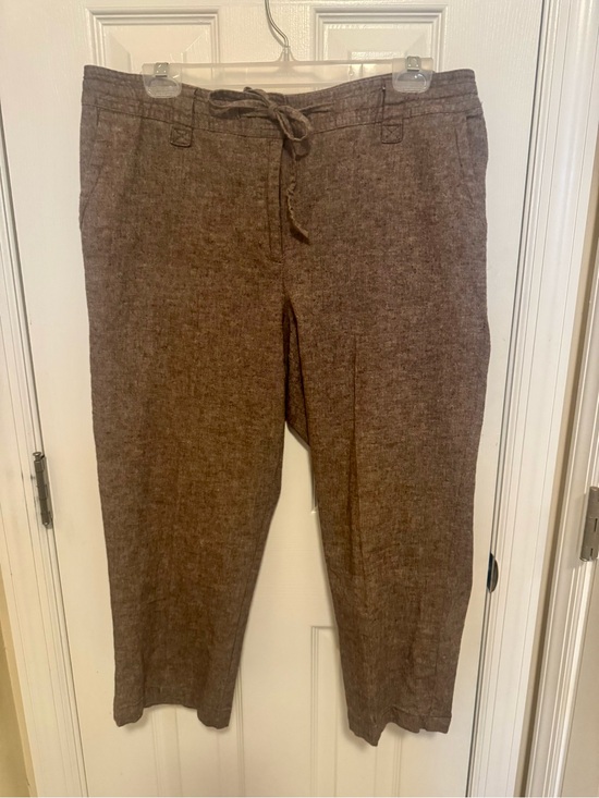 Lane Bryant Pants - Women’s Heathered Mocha Linen-Blend Casual Drawstring Pants